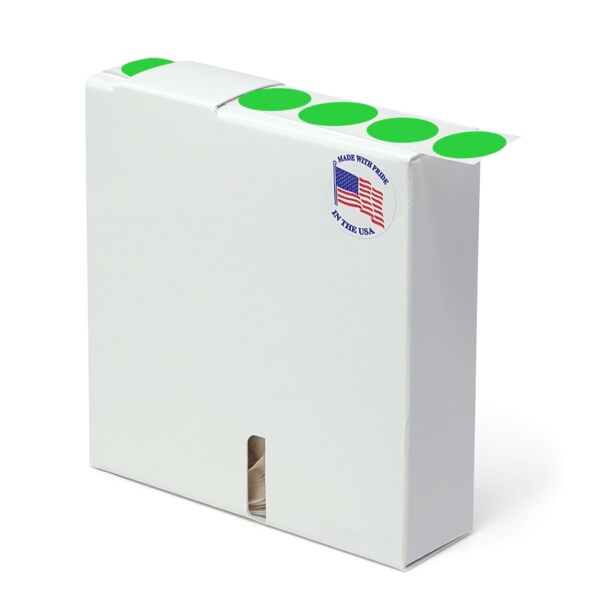 3/4" Color Coding Dots Green Flr - Roll Form
